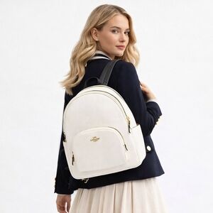 NWOT Coach Court Backpack Gold/ Cream Pebbled Leather Minimalist Preppy Capsule